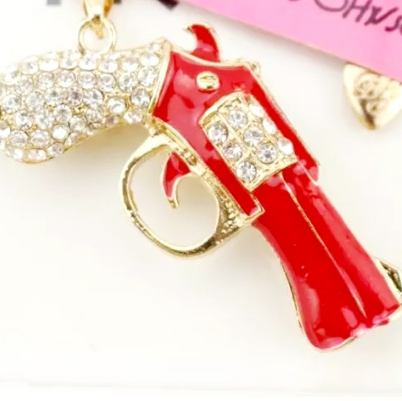 Gold Plated Red Crystal Gun/Pistol Pendant Necklace - Picture 4 of 16